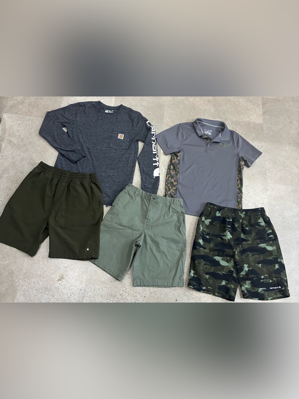 Boys CARHARTT/UNDER ARMOUR/COLUMBIA Shorts & Shirts, sz Large